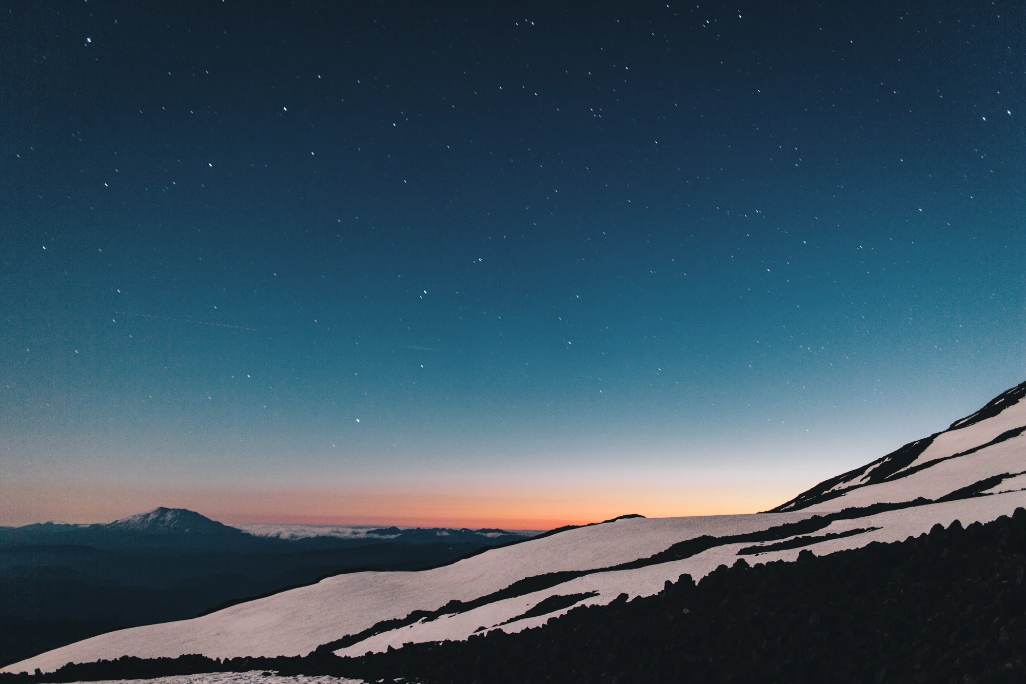 St. Helens glow from camp.