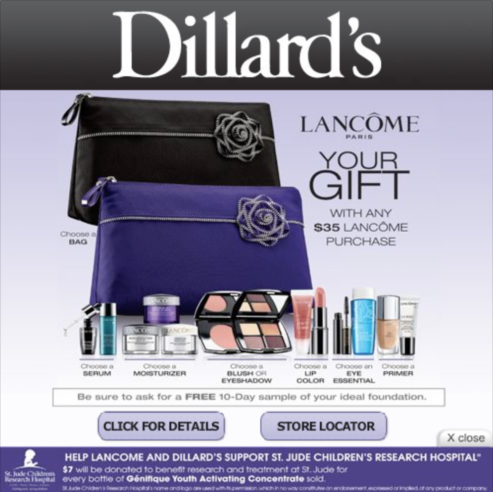 Dillard's floating ad
