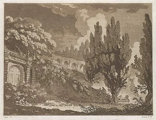 Aquatint with graduations of tones and shadows