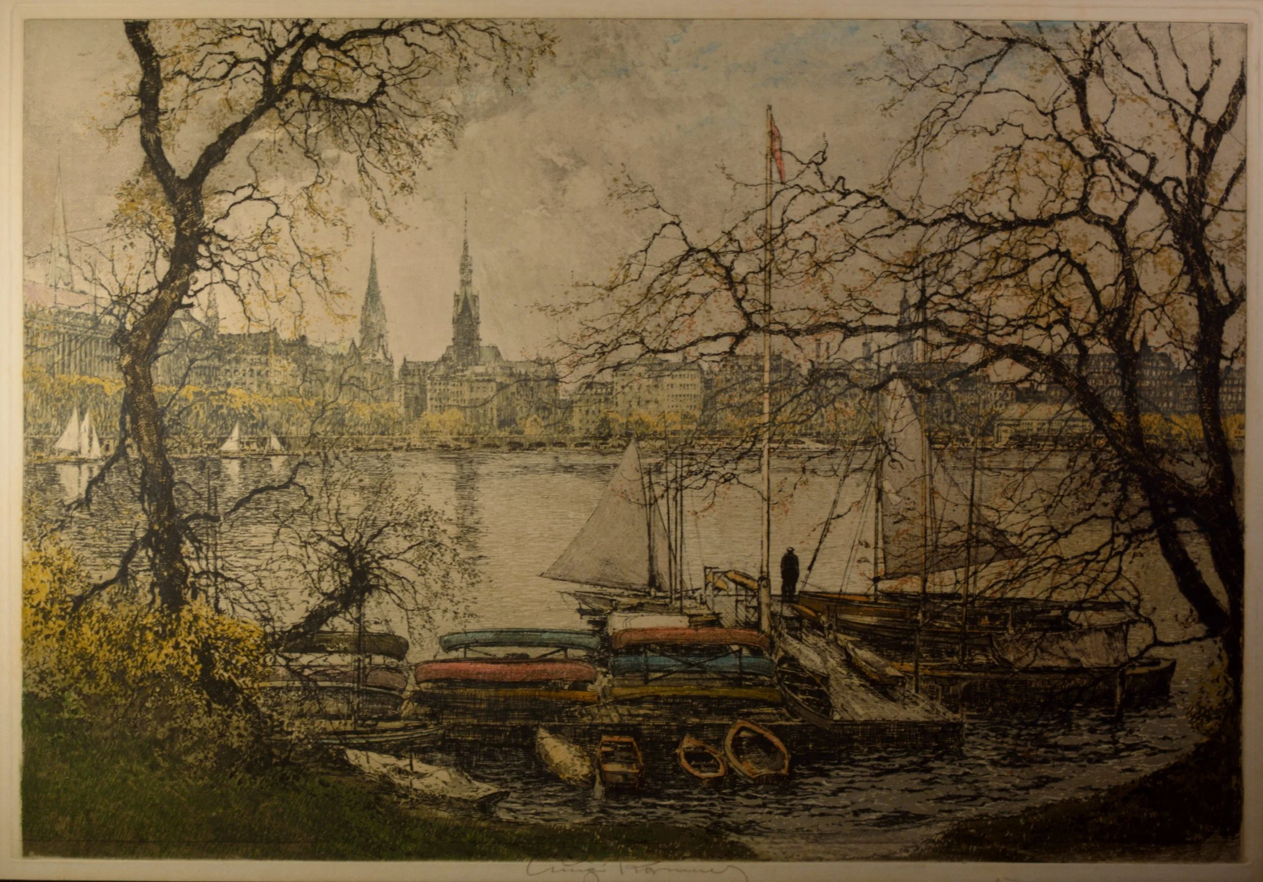   "Hamburg, Binnenalster"  Luigi Kasimir (1881 - 1962)  (SOLD OUT)  