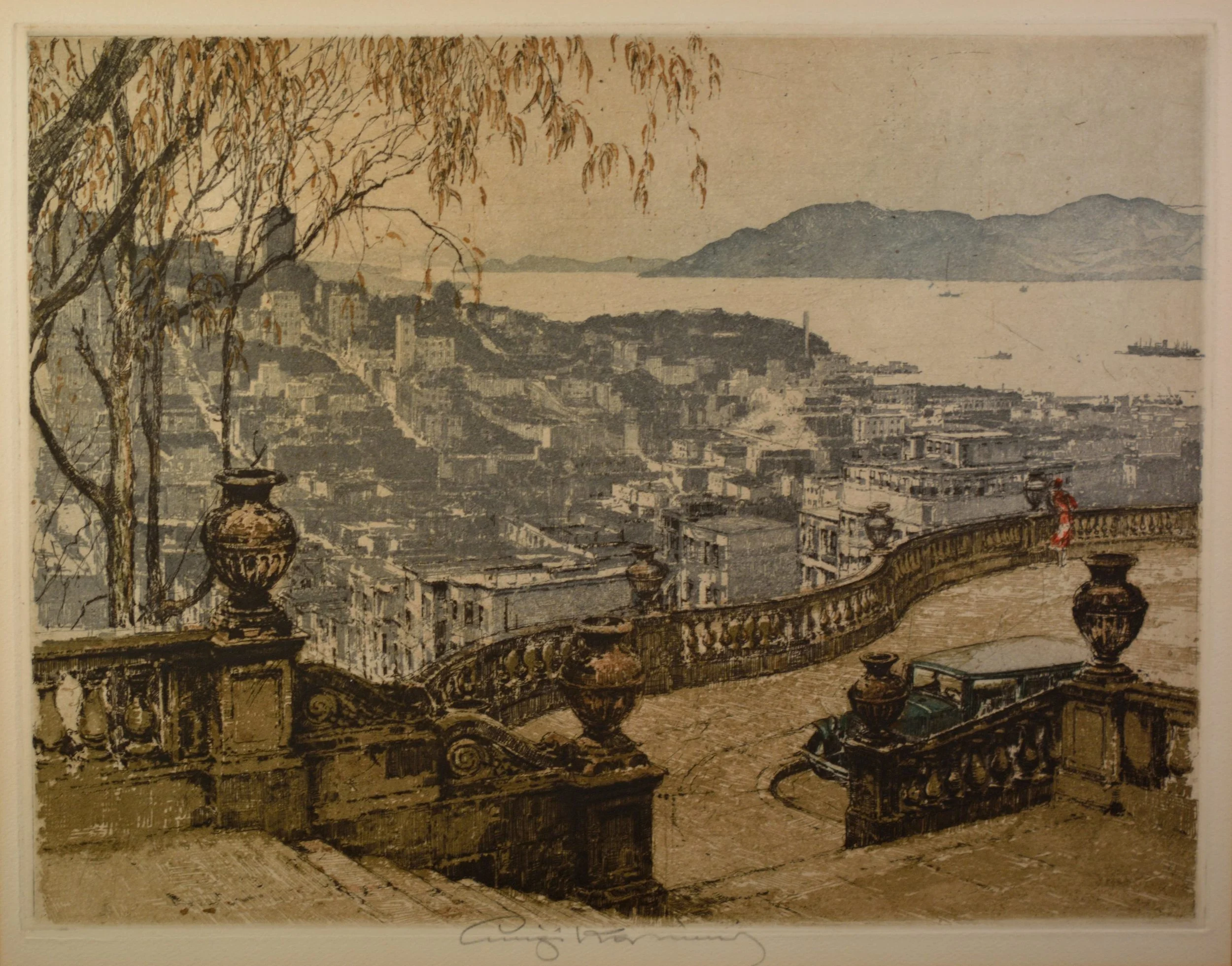   "San Francisco Bay from Coit Tower"  Luigi Kasimir (1881 - 1962) 