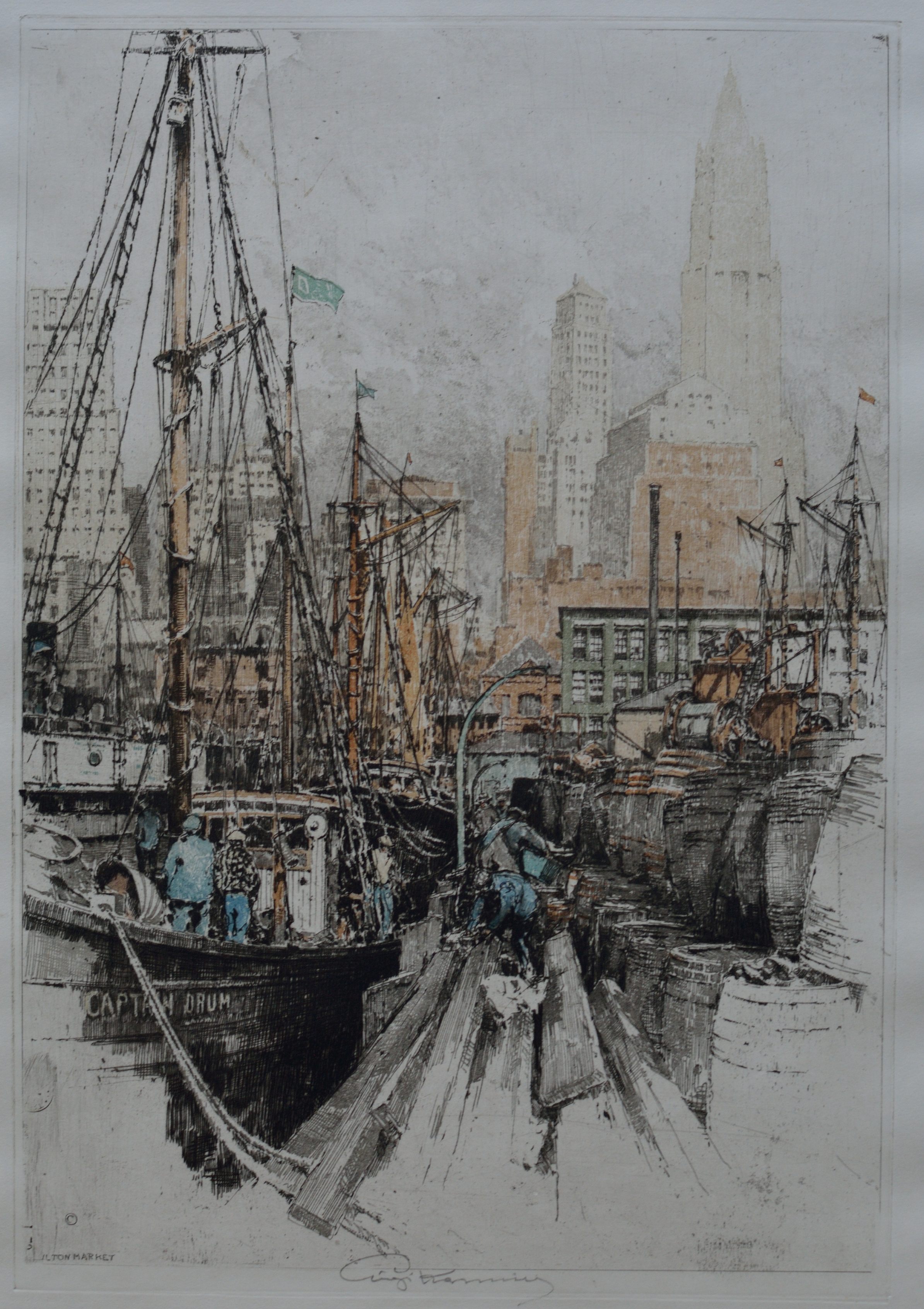 "Fulton Fish Market, New York" Luigi Kasimir (1881 - 1962)