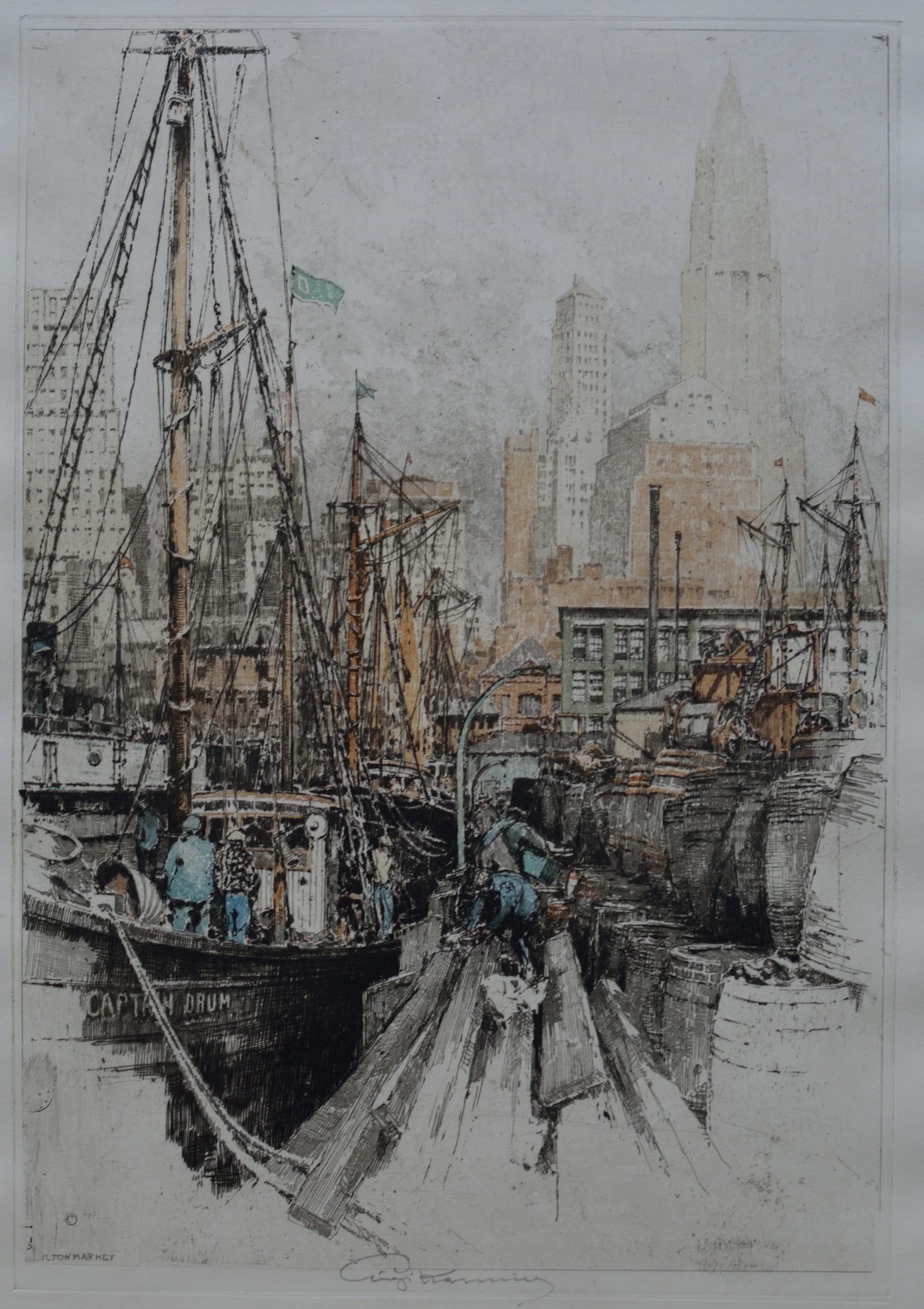 "Fulton Fish Market, New York" Luigi Kasimir (1881 - 1962)