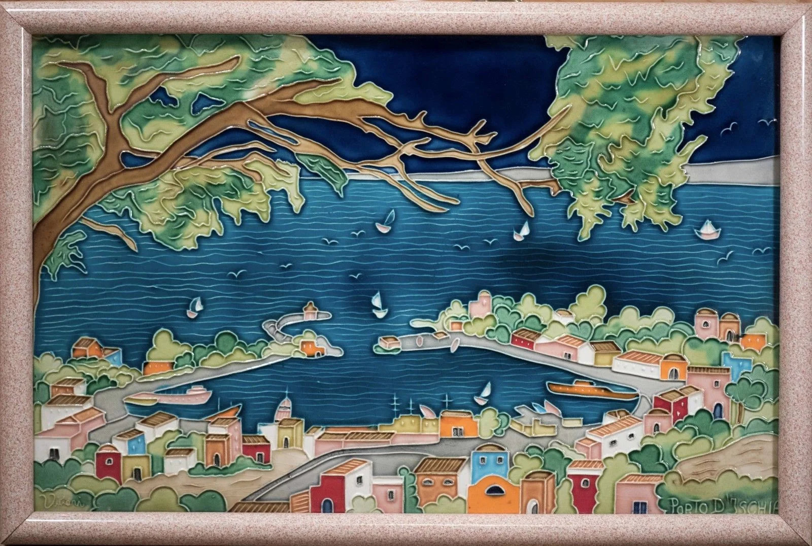 Porcelain Plaque of Italy's Porto D'Ischia