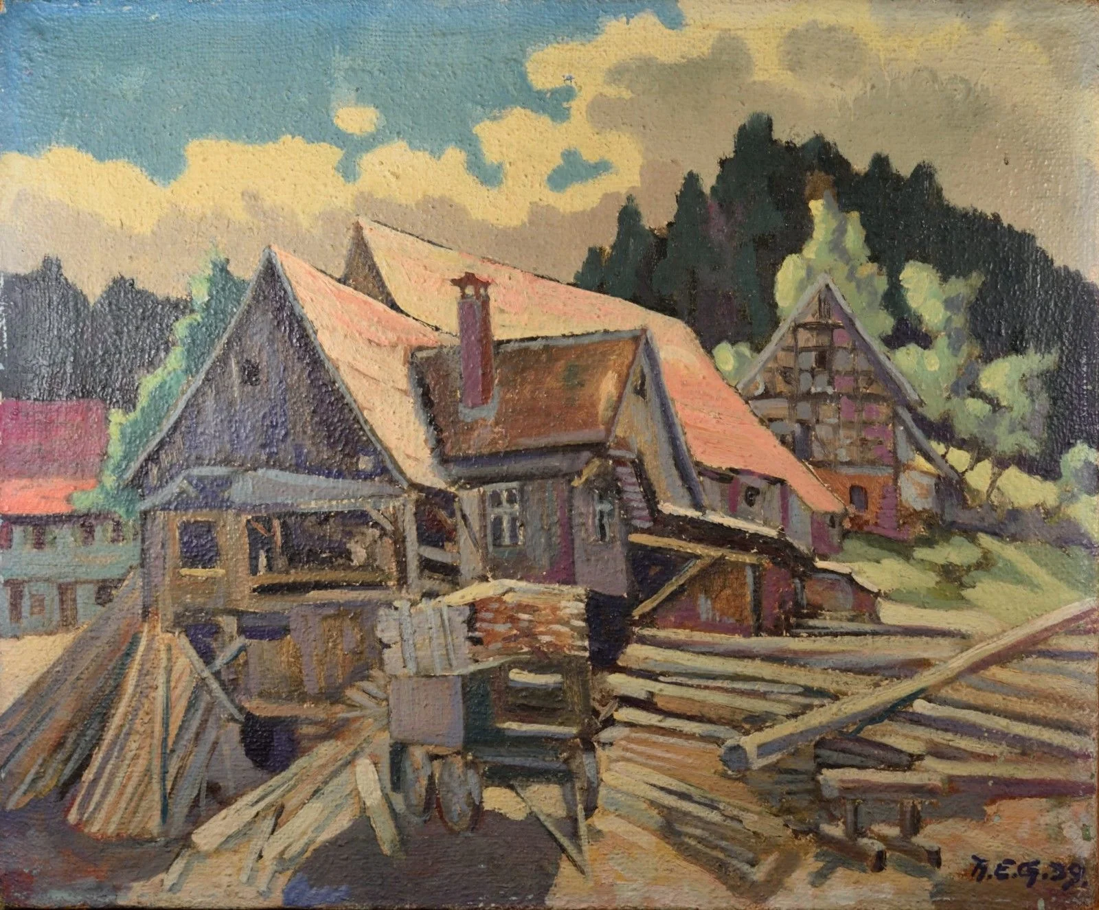 German Logging House / Monogramed, Dated 1939