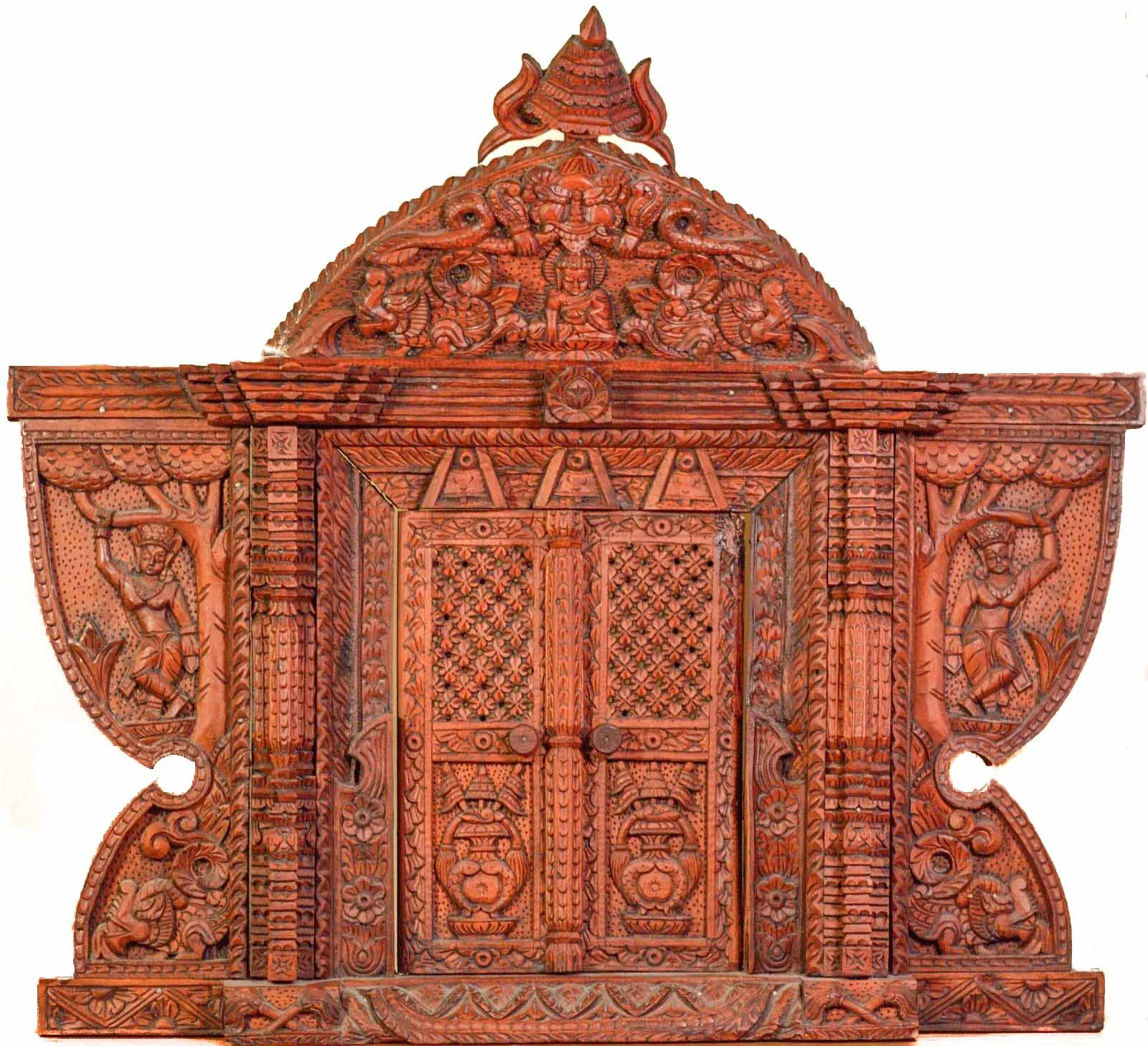 Carved Asian Wood Shrine Doorway