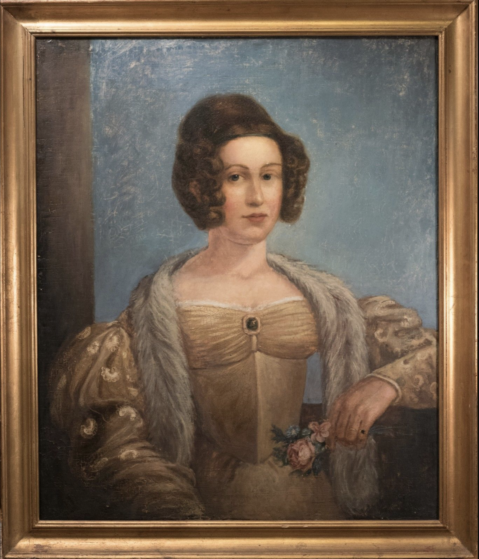 18th Century Female in Gold Dress, Unsigned