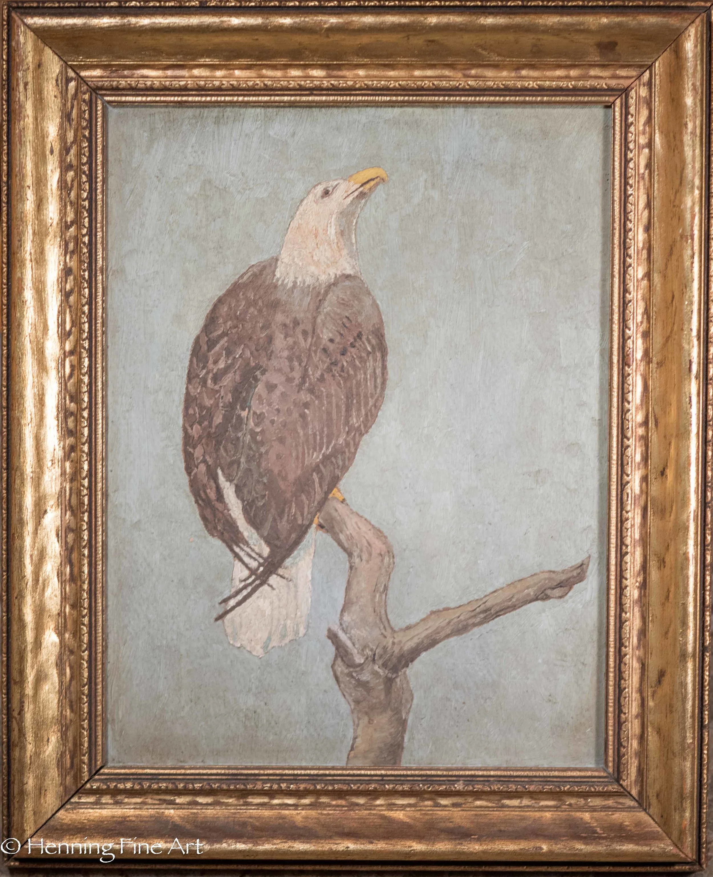 American Folk Art Bald Eagle Oil Painting