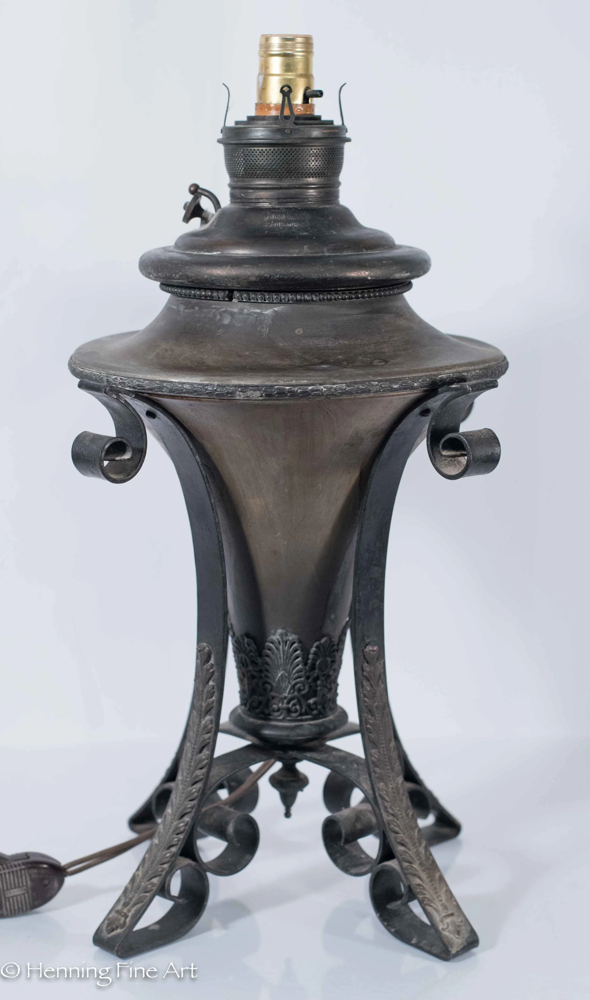 Antique Juno Lamp w/ Slag Glass Shade