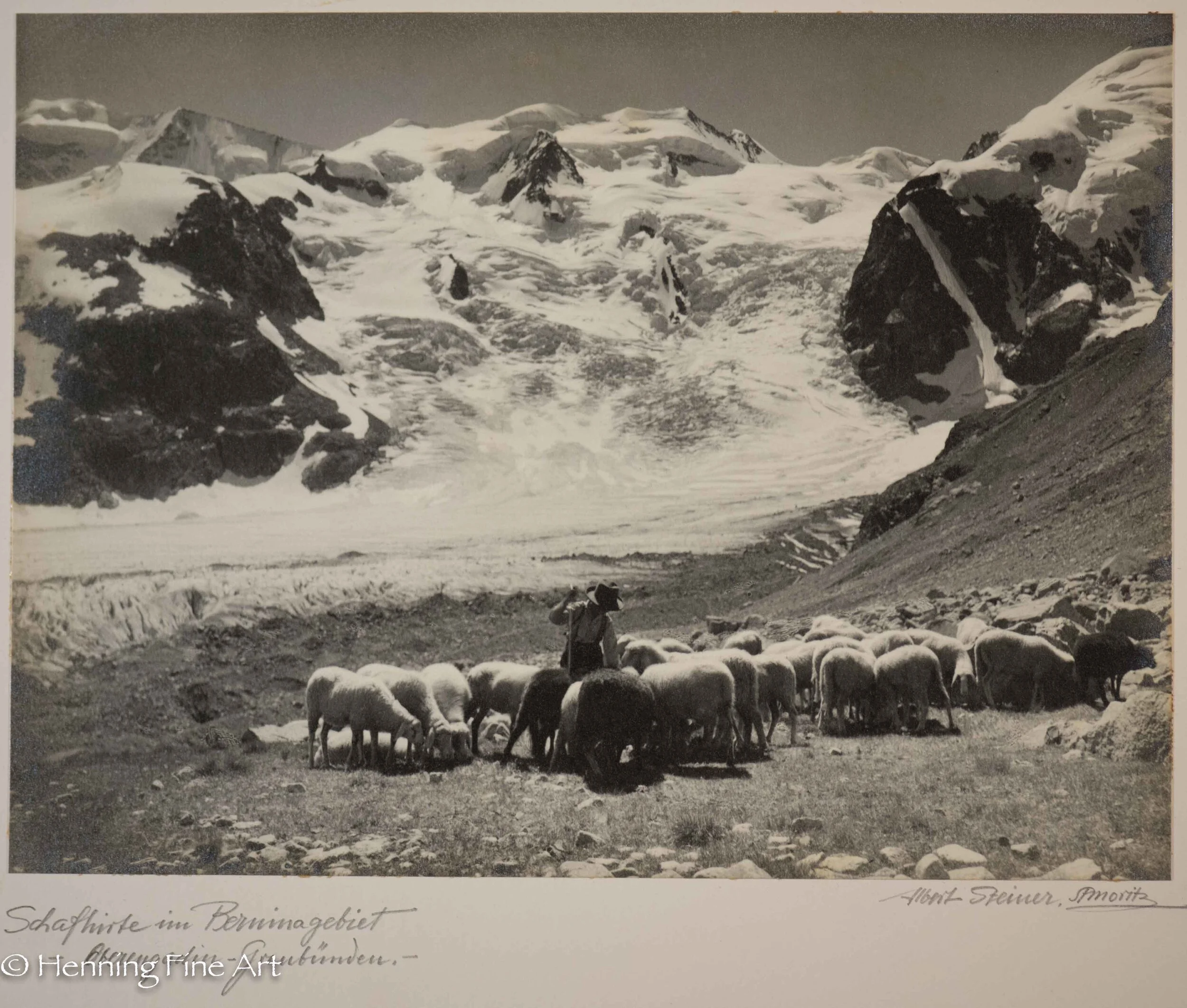Albert Steiner (1877 - 1965) ”Schafhirte im Berninagebiet. - Oberengadin - Graubunden -“ Image (1-7)