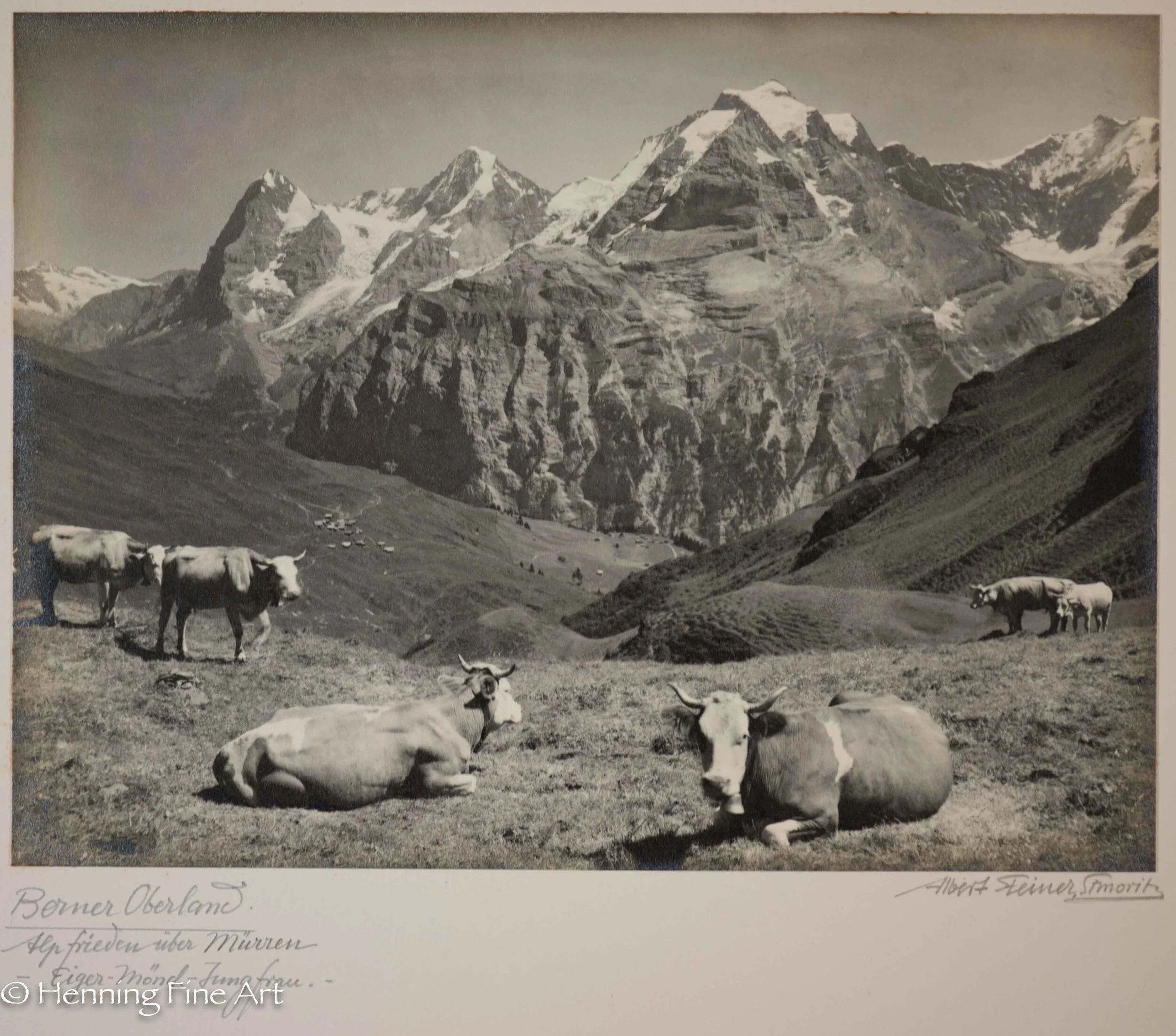 Albert Steiner (1877 - 1965) ”Berner Oberland. Alpfrieden uber Murren mit Eiger - Monch - Jungfrau.” Image (2-2)
