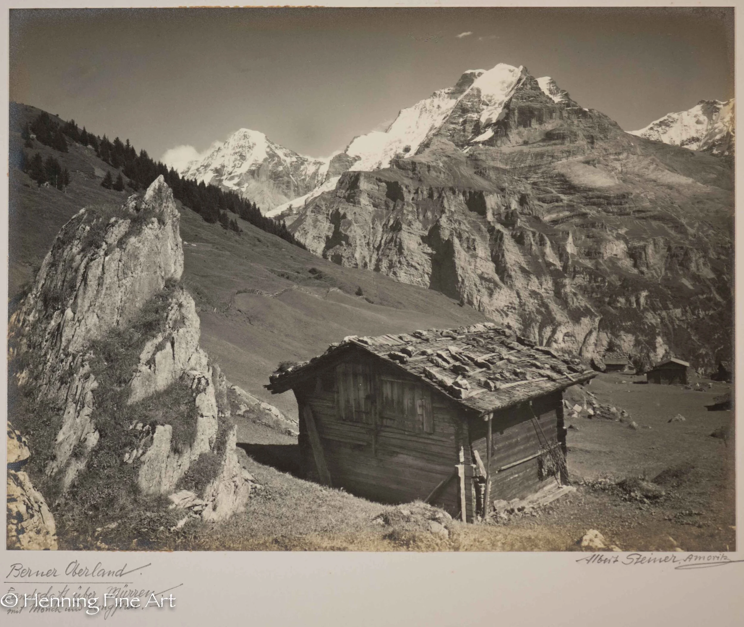 Albert Steiner (1877 - 1965) ”Berner Oberland. Landschaft uber Murren mit Monch und Jungfrau.” Image (3-1)
