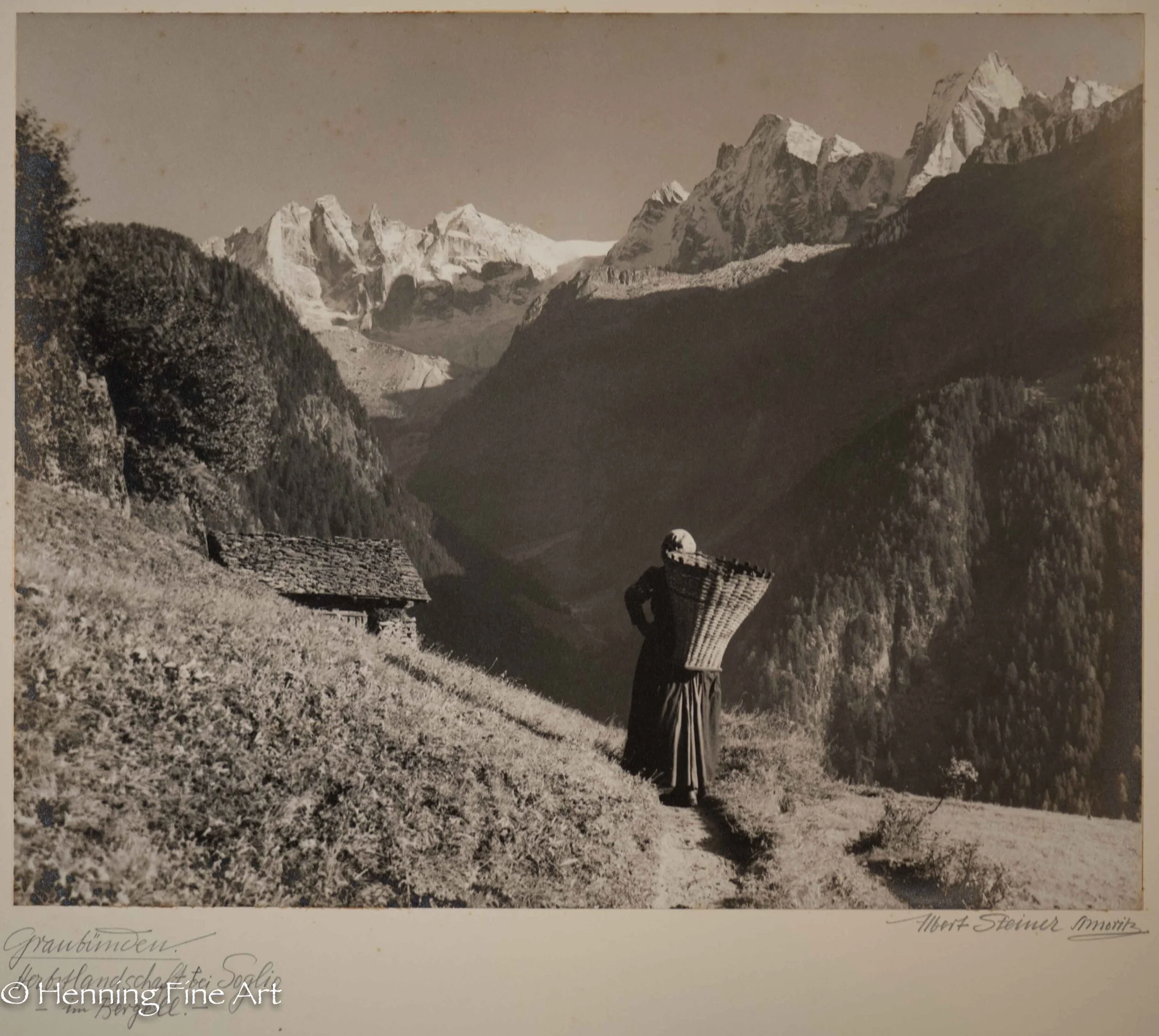 Albert Steiner (1877 - 1965) ”Graubunden. Herbstlandschaft bei Soglio - im Bergell.-” Image (6-1)