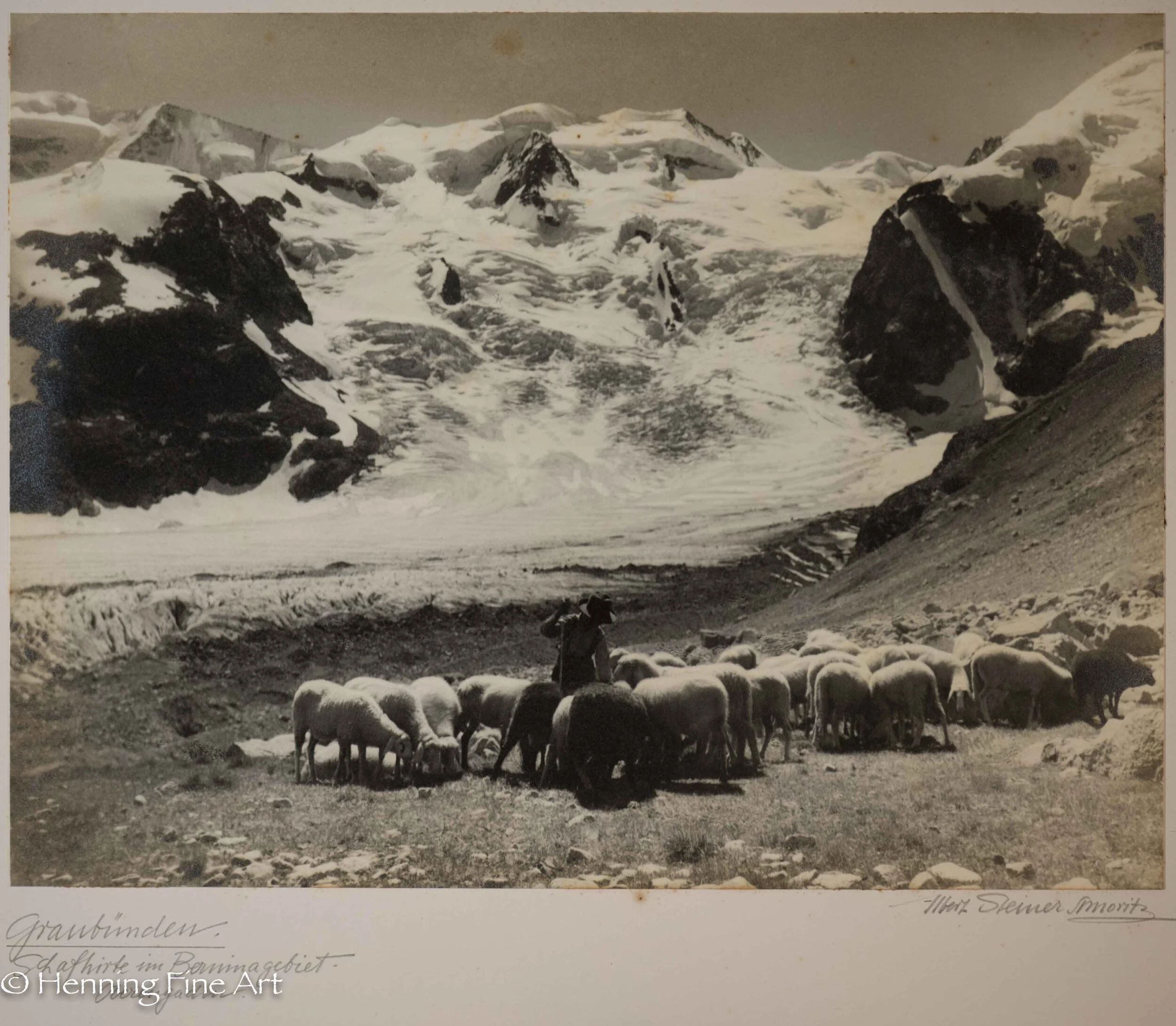 Albert Steiner (1877 - 1965) ”Graudunden. Schafhirte im Berninagebiet. - Oberengaden.” Image (6-3)