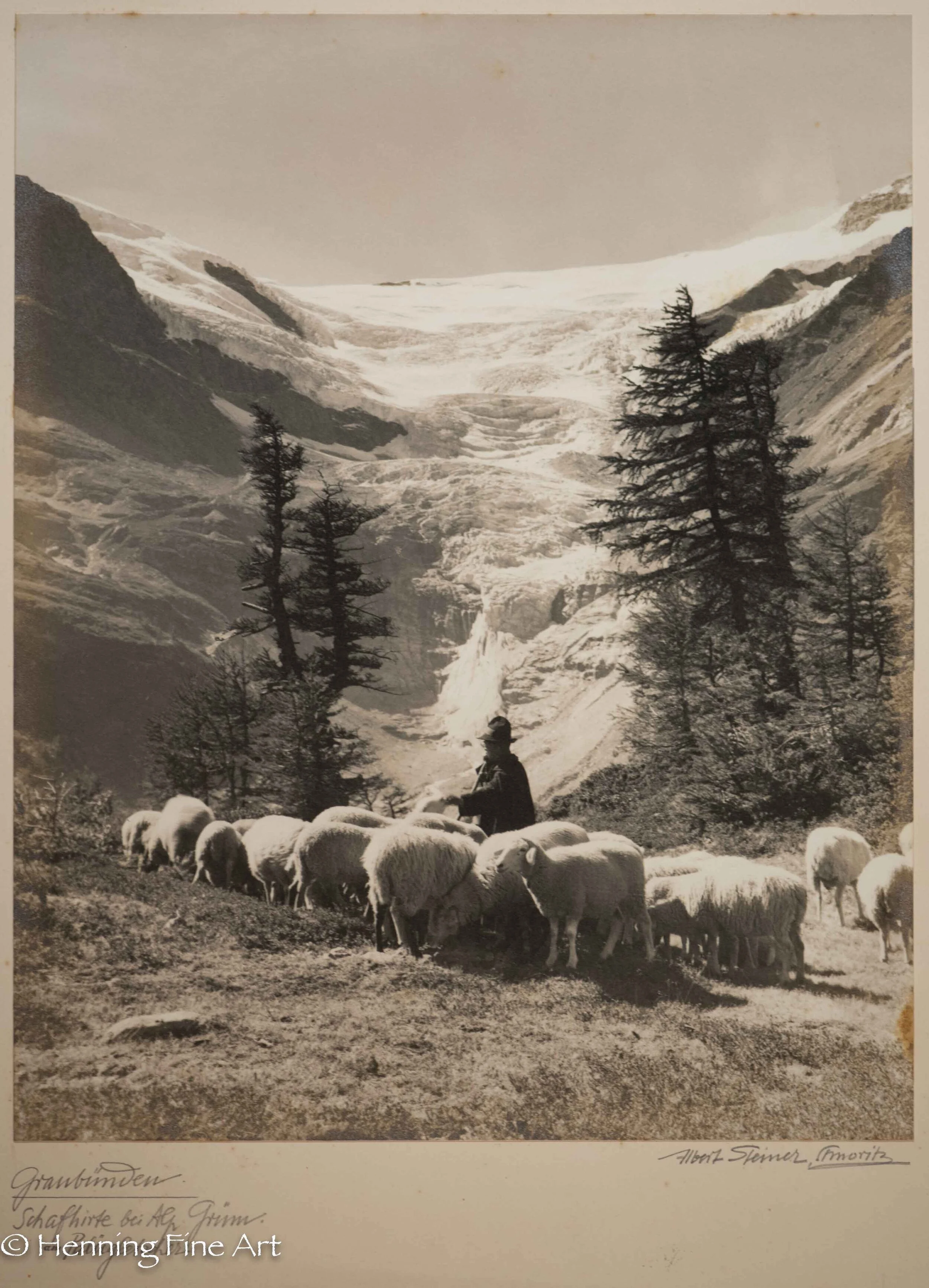 Albert Steiner (1877 - 1965) ”Graubunden. Schafhirte bei Alp Grum. Am Palugletscher.” Image (6-4)