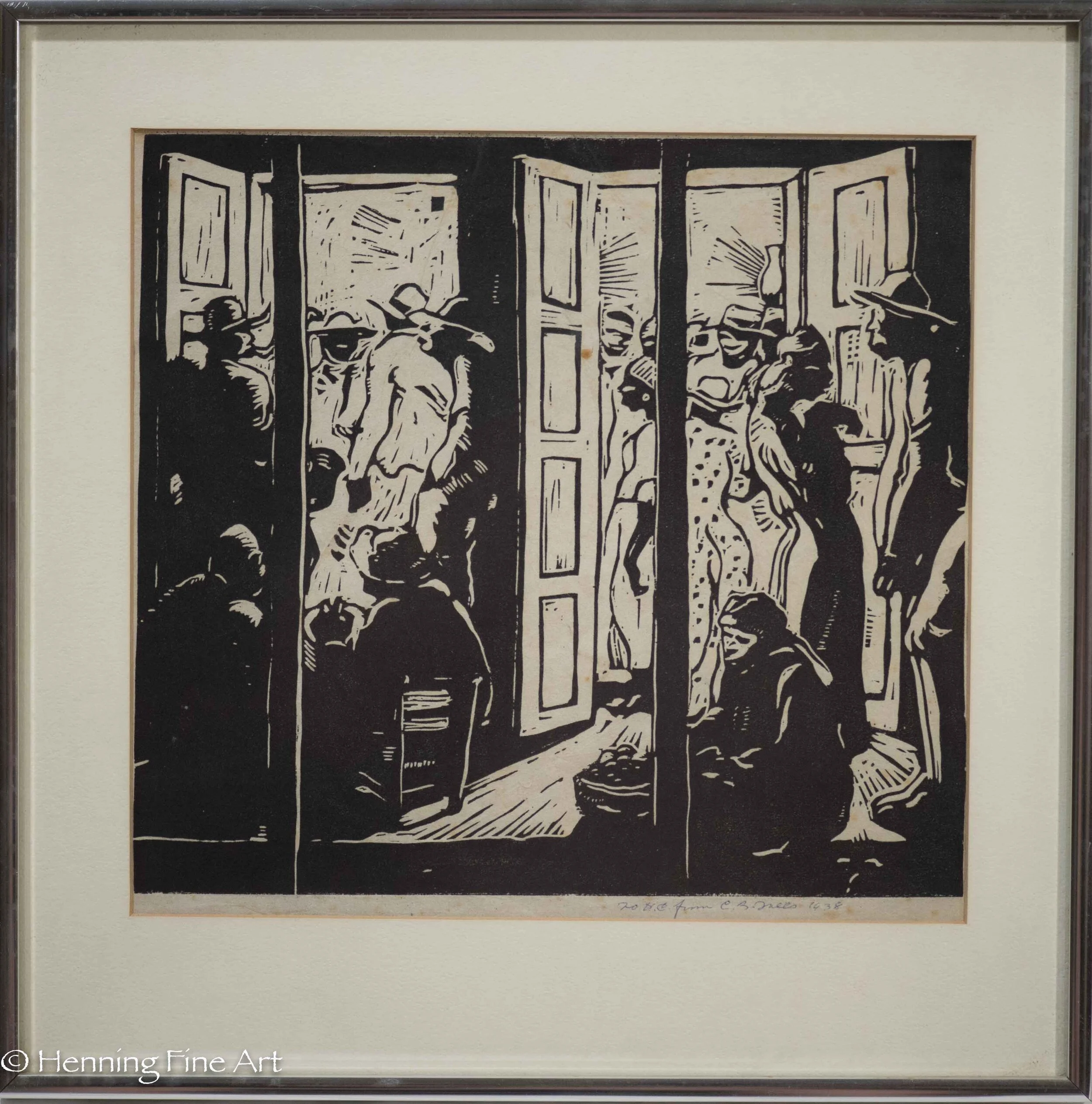 WPA Era Linocut Print, Signed, 1938