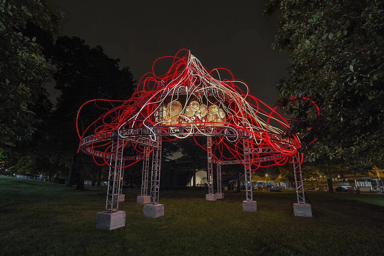 Major sculpture by Grimanesa Amoros at Prospect Park bandshell