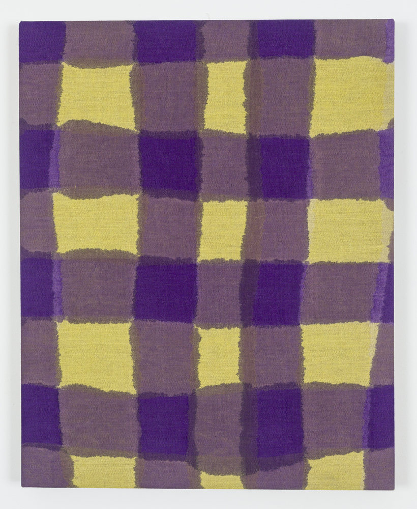 Untitled (Yellow/Purple Plaid), Acrylic on Unprimed Linen, 30" x 24", 2015