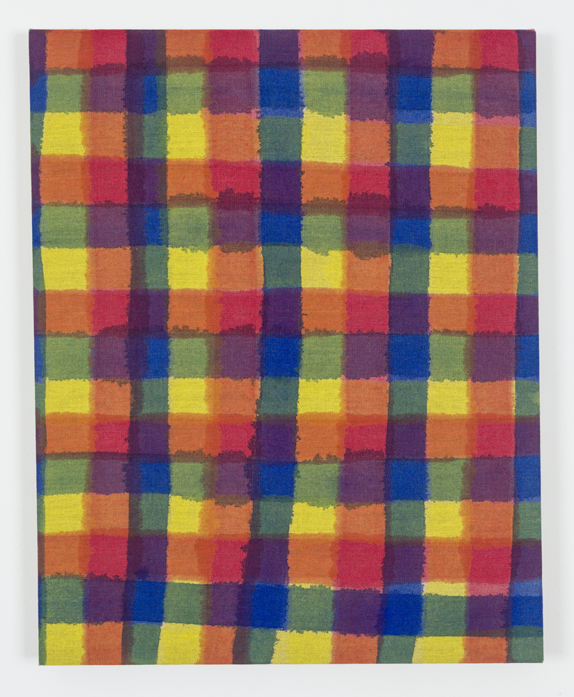 Untitled (Primary Plaid), Acrylic on Unprimed Linen, 30" x 24", 2015