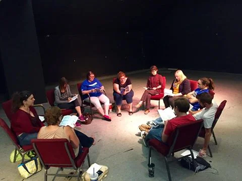 The cast of "The Mousetrap" at their first read through. 