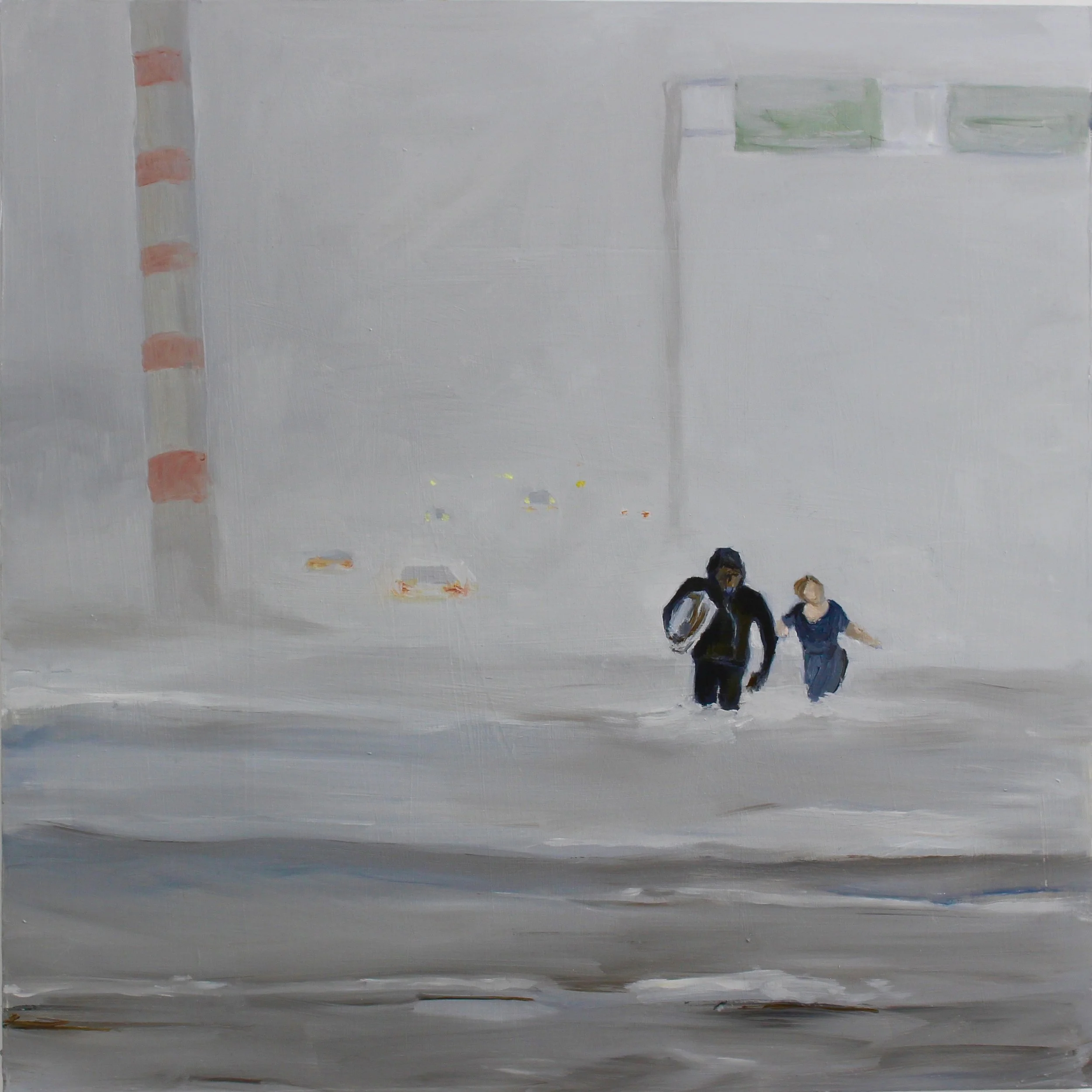 Hurricane Harvey Houston, 2018 16”X16” oil on wood panel