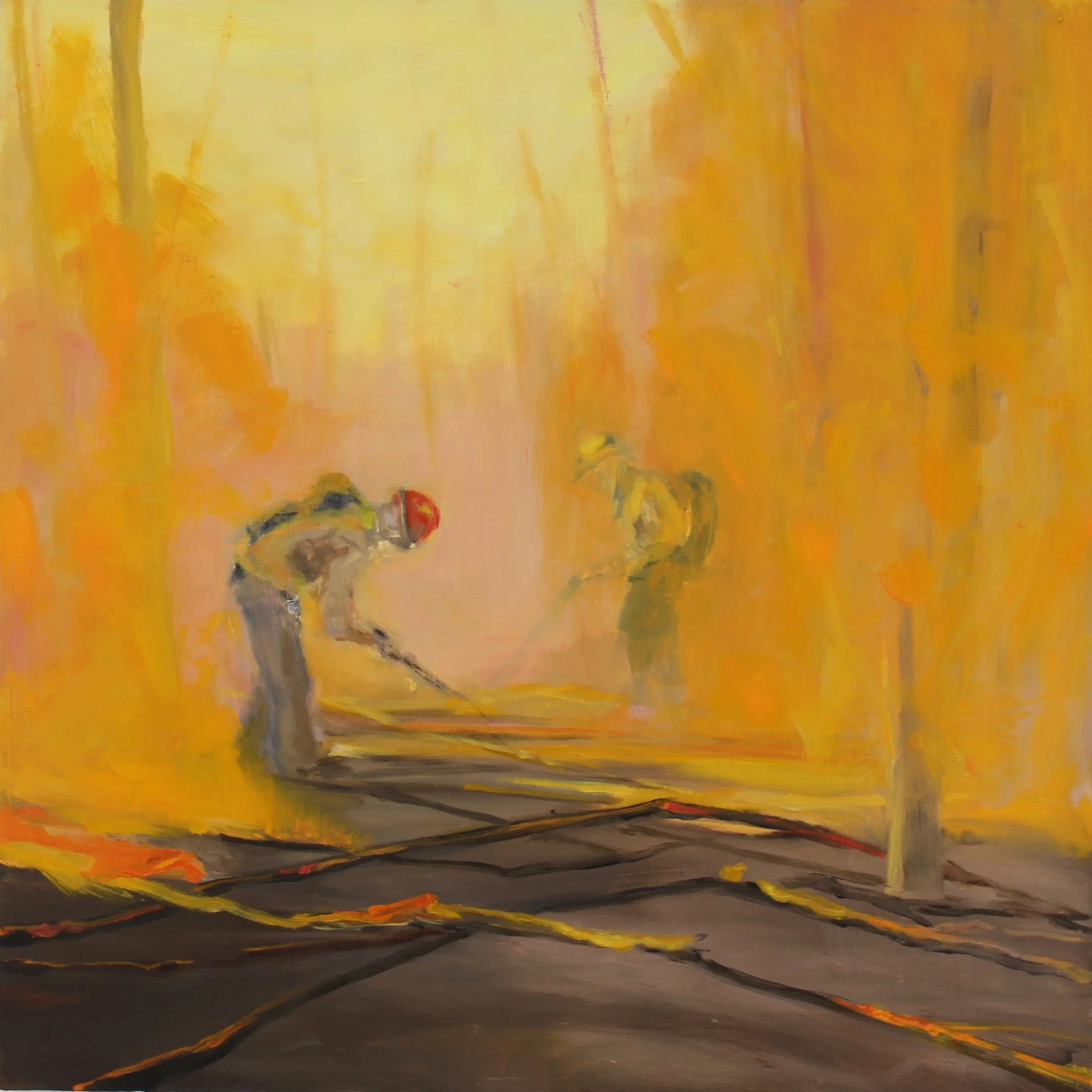 Oregon Fire, 2019 16”X16” oil on wood panel