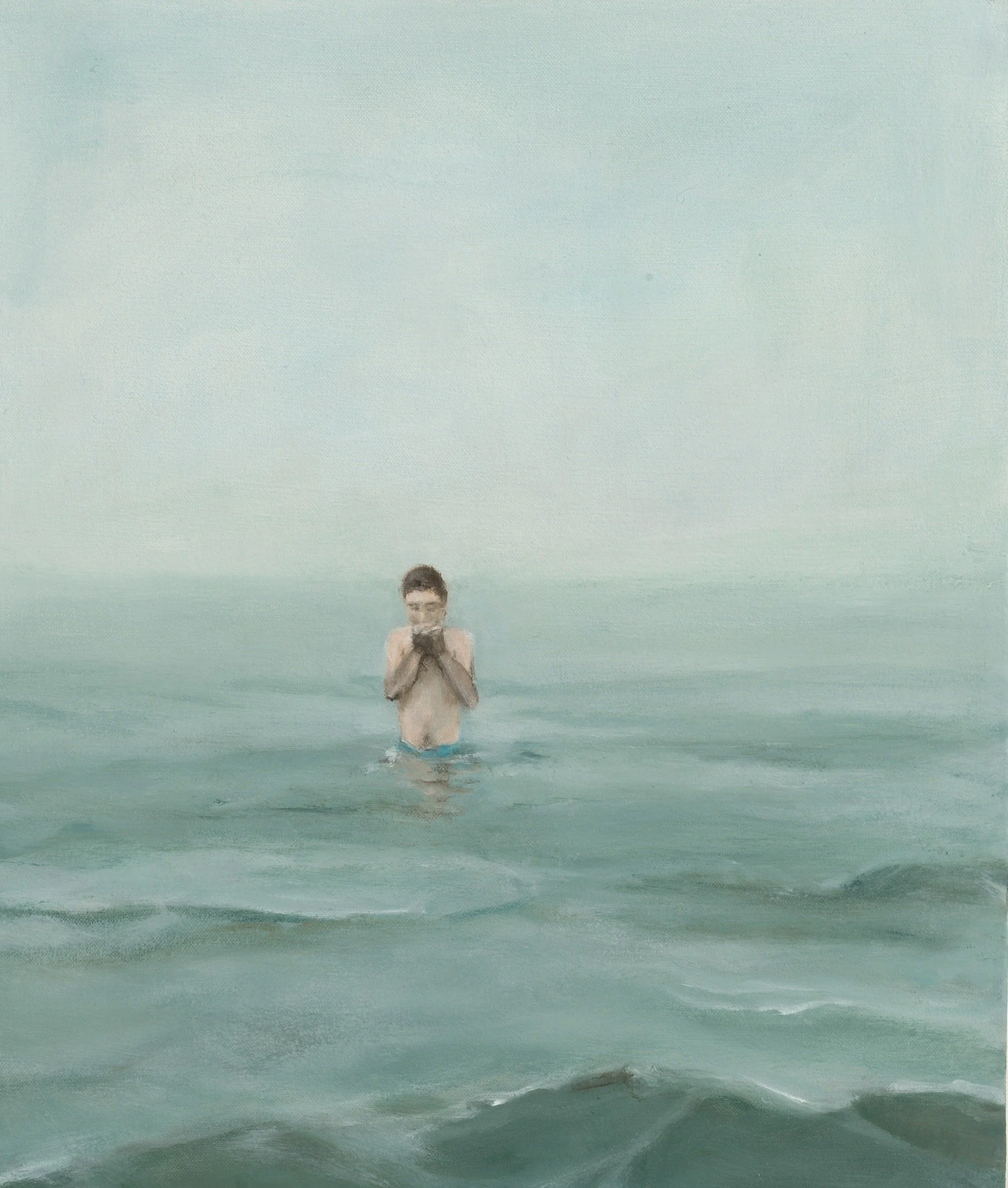 Cold Swim. oil on canvas 14"X12"