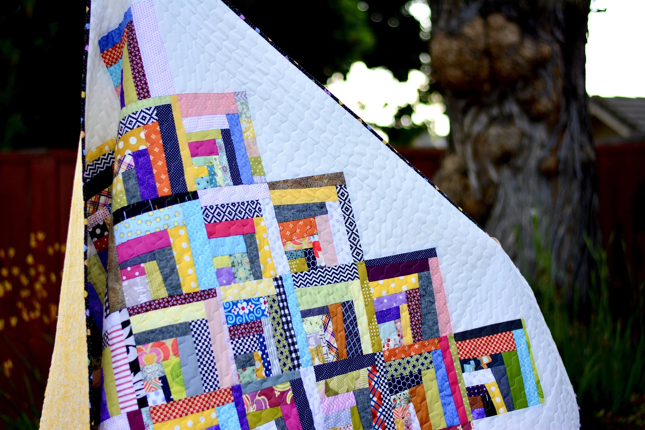 Scrappy Quarter Log Cabin Quilt II