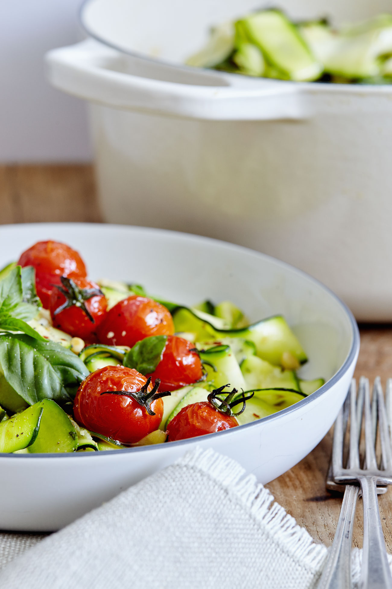 Zucchini Pappardelle with Roasted Tomatoes and Basil // Natural Girl Modern World // Vegan & Gluten Free