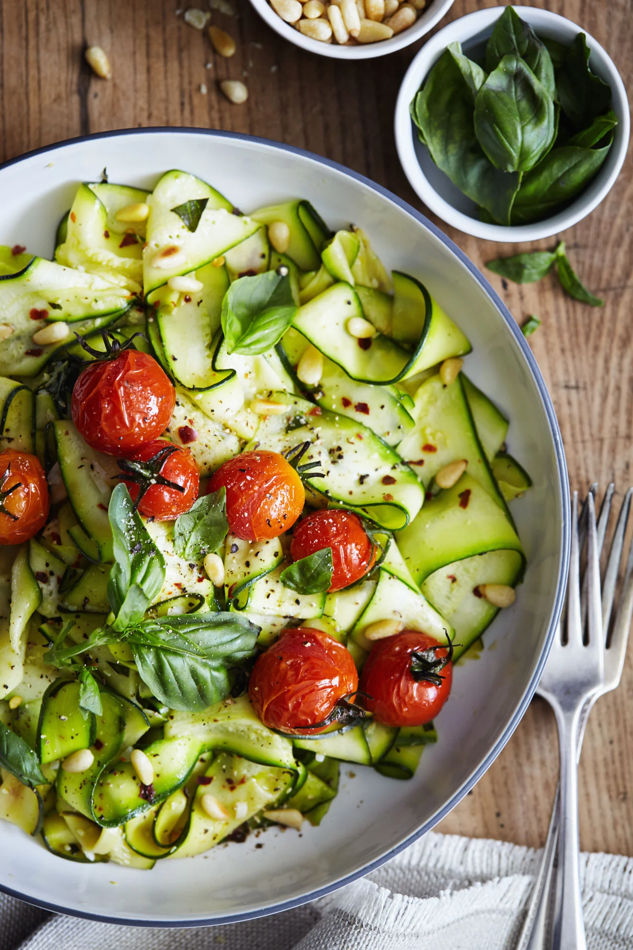 Zucchini Pappardelle with Roasted Tomatoes and Basil // Natural Girl Modern World // Vegan & Gluten Free