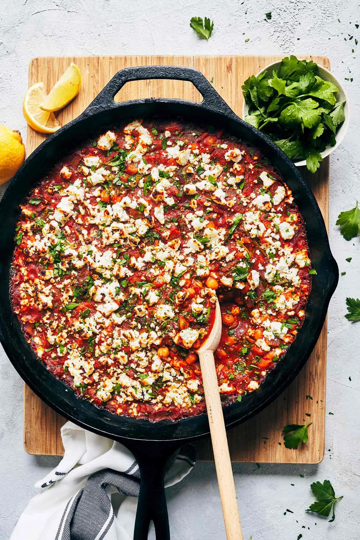 Mediterranean Chickpea Casserole with Spinach & Feta | Evergreen Kitchen | Vegetarian & Gluten Free (Vegan Option)