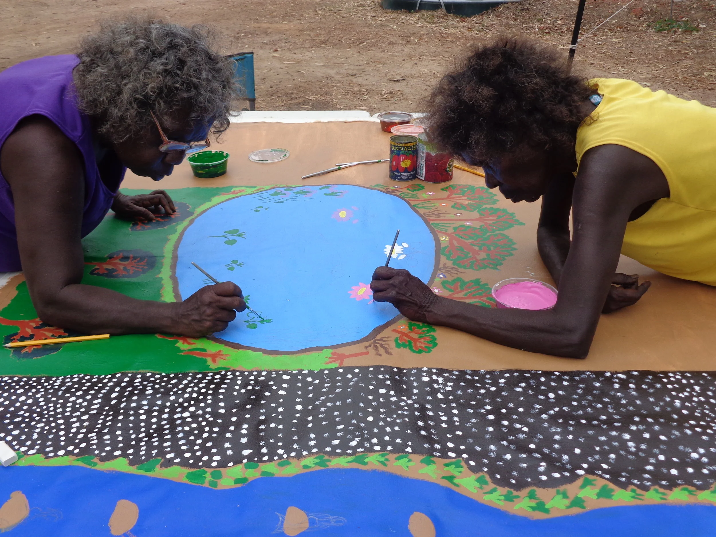 Lois Toikalkin and Jean Walmbeng, Language and Art Camp, Blue Lagoon (2013