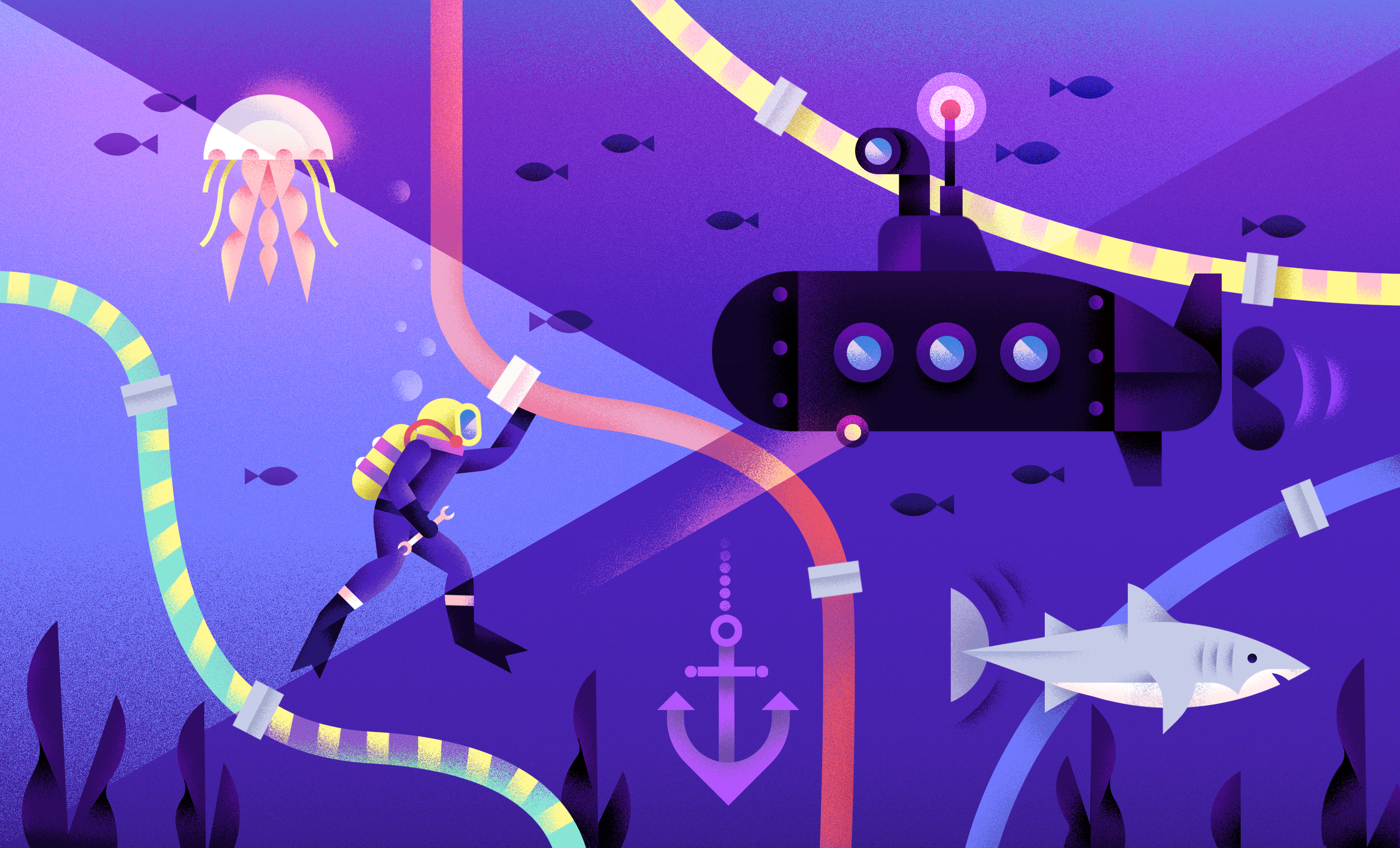 Illustration based on a poem about the “Submarines Cables”. Read full article here .