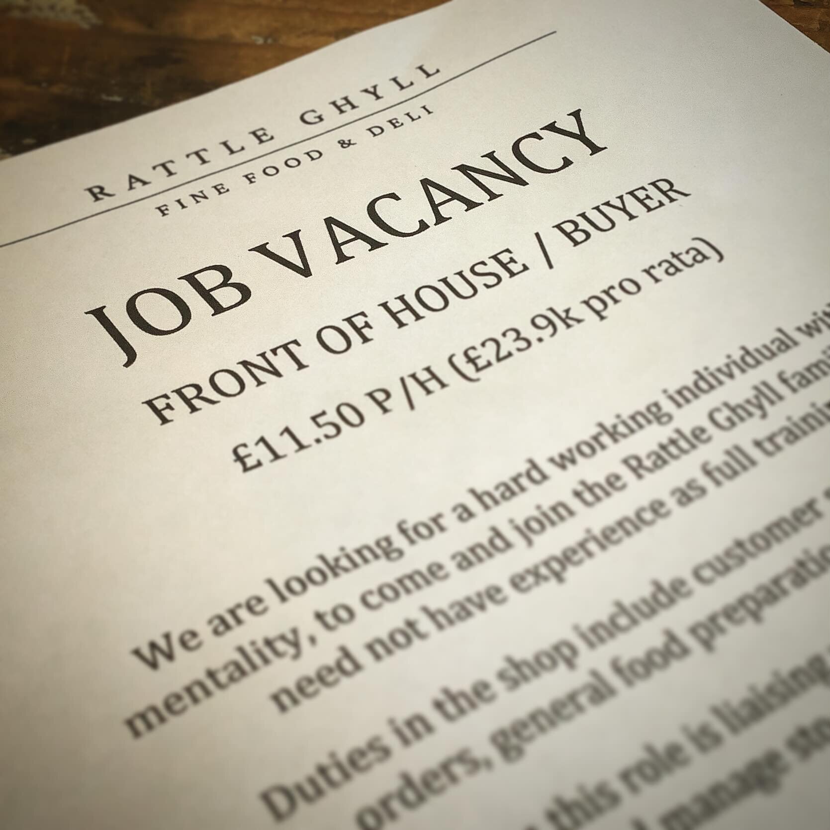 Ok Folks&hellip; BIG OPPORTUNITY coming your way&hellip; this is about to go up&hellip; MORE DETAILS BELOW!!! 👇 👇 ⬇️ ⬇️ 

We are looking for a hard working individual with a team mentality, to come and join the Rattle Ghyll Family. You have to be e