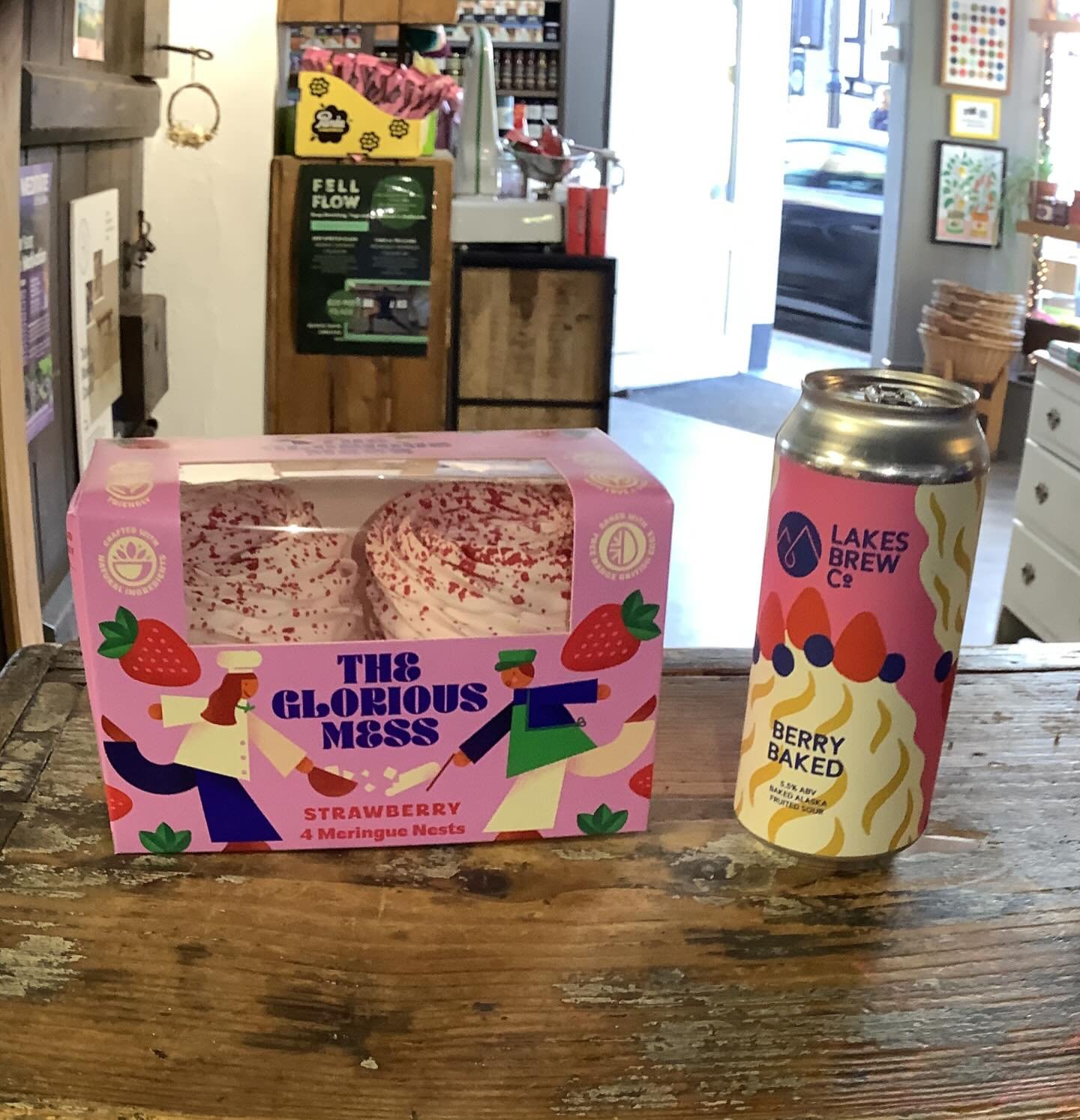 We love a theme! New @lakesbrewco Berry Baked (a baked Alaska fruited sour) is a perfect aesthetic match for @thegloriousmessofficial strawberry meringue 🍓Both on the shelves now 👏🏼