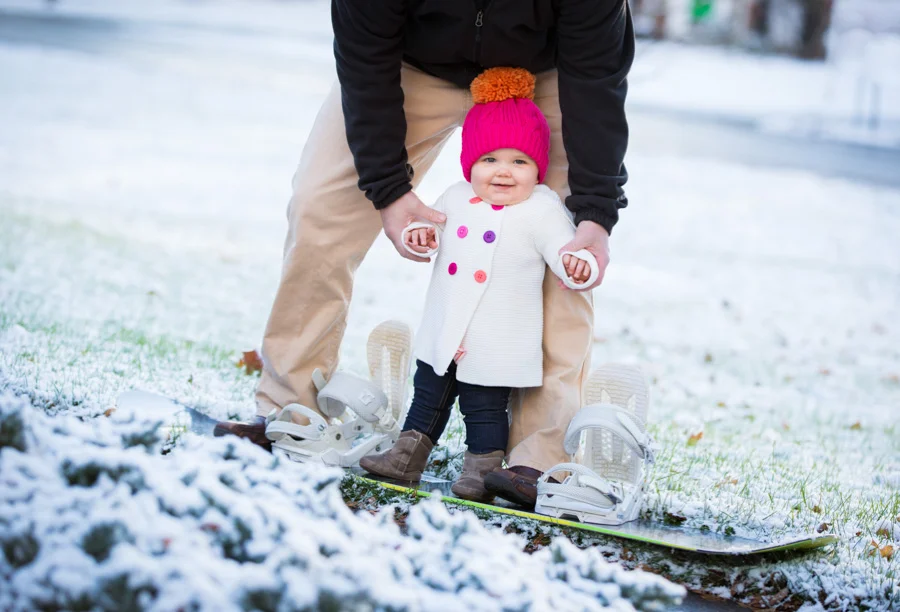 One year old winter family portraits: rochester ny