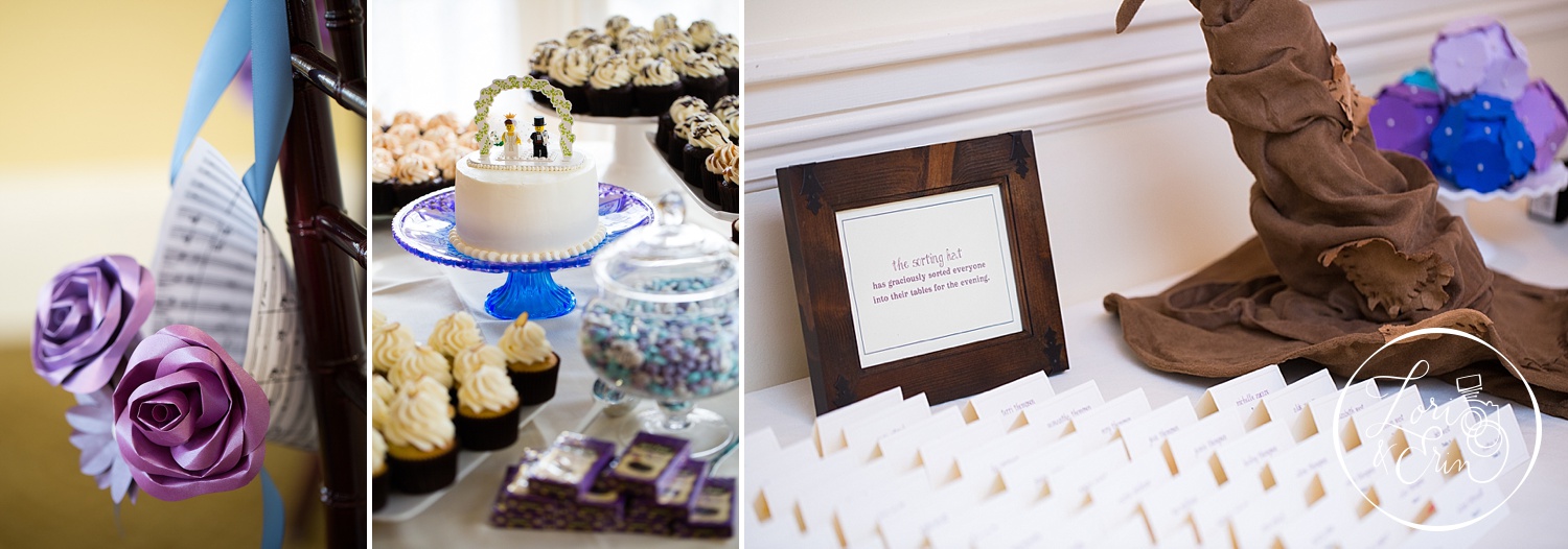 Paper cones of flowers, lego cake toppers, and a sorting hat were just a few of the many nerd-tastic touches throughout the day!