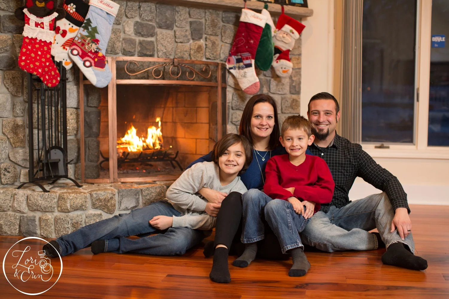 Family by the fireplace: Victor NY Portraits