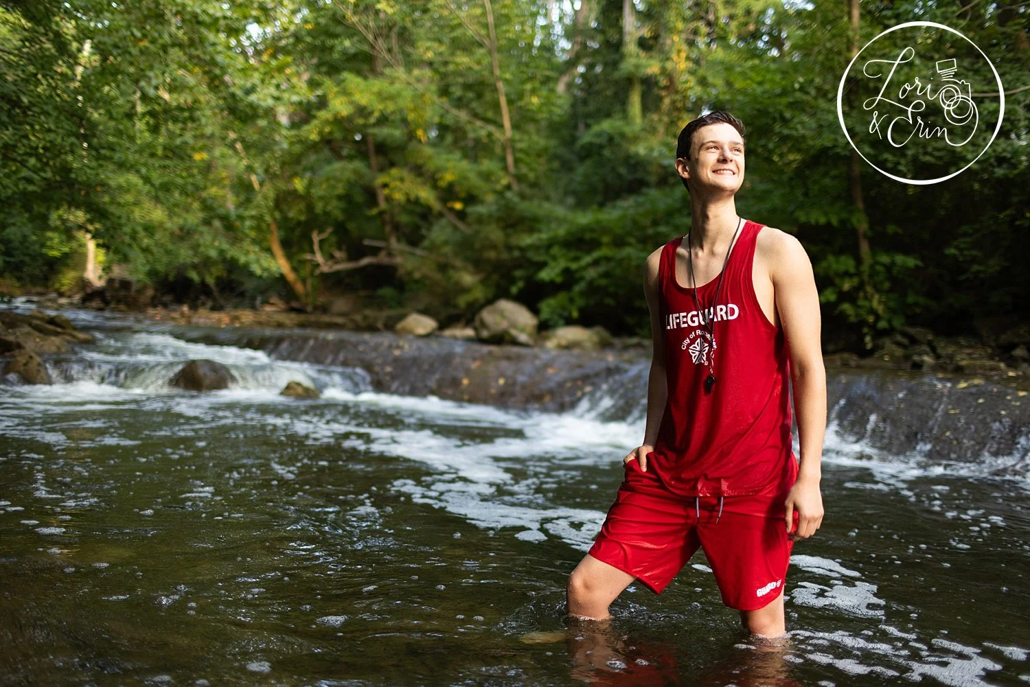 Senior Portraits at Linear Park of a Lifeguard