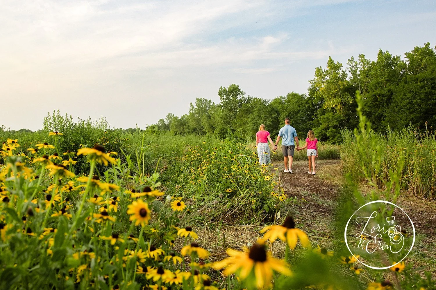 Pittsford NY Family Portraits in a Flower Field