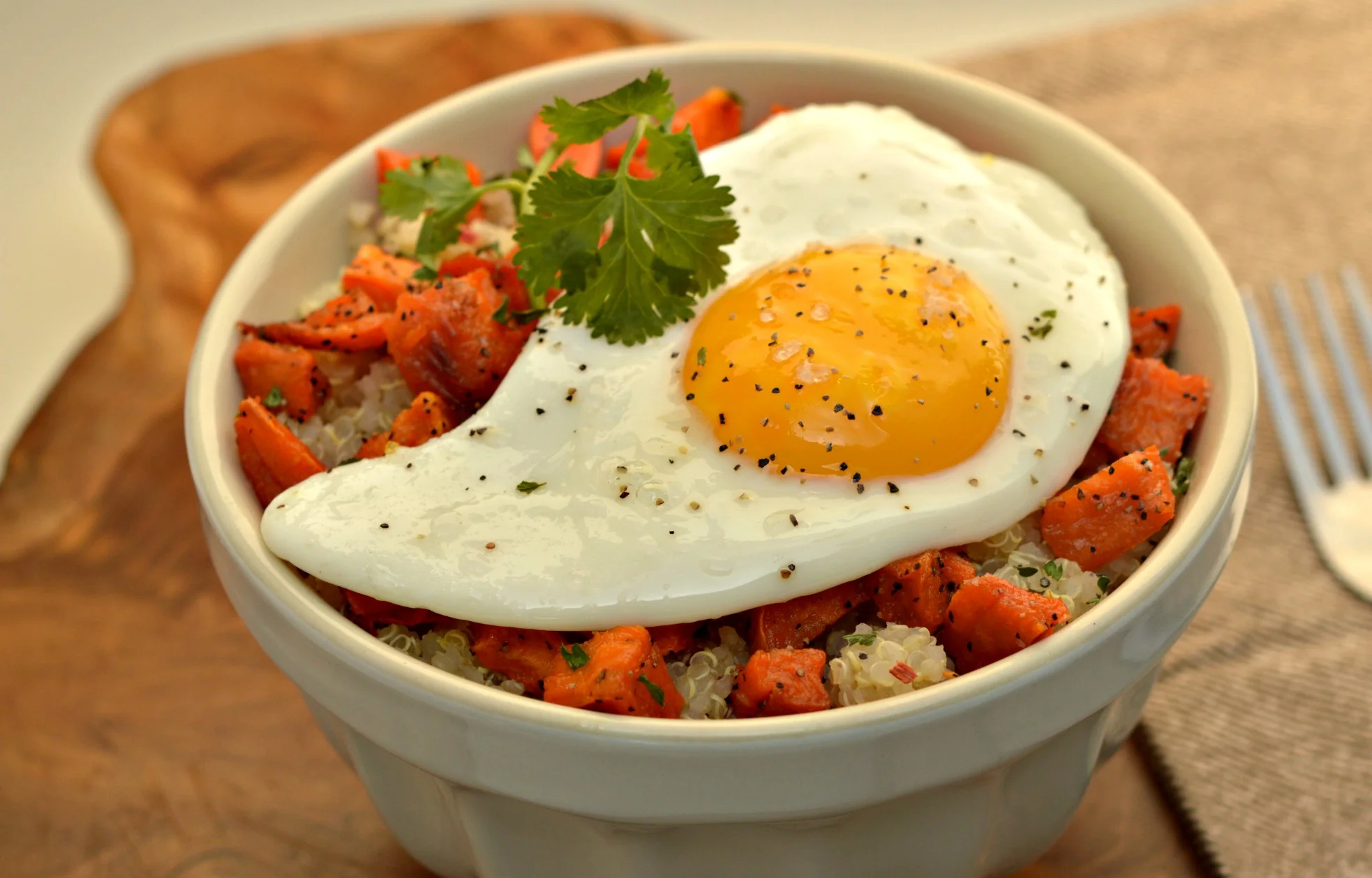 Sweet potato hash with fried egg
