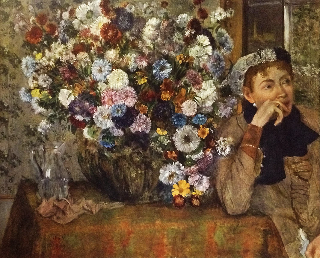 LARGE & Beautiful Edgar Degas Woman with Chrysanthemums Collotype Impressionist Fine Art Print 
