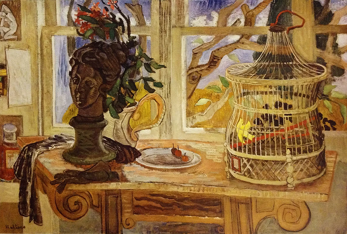 Franklin Watkins Still Life with Bird Cage  Modernist Collotype Fine Art Print 
