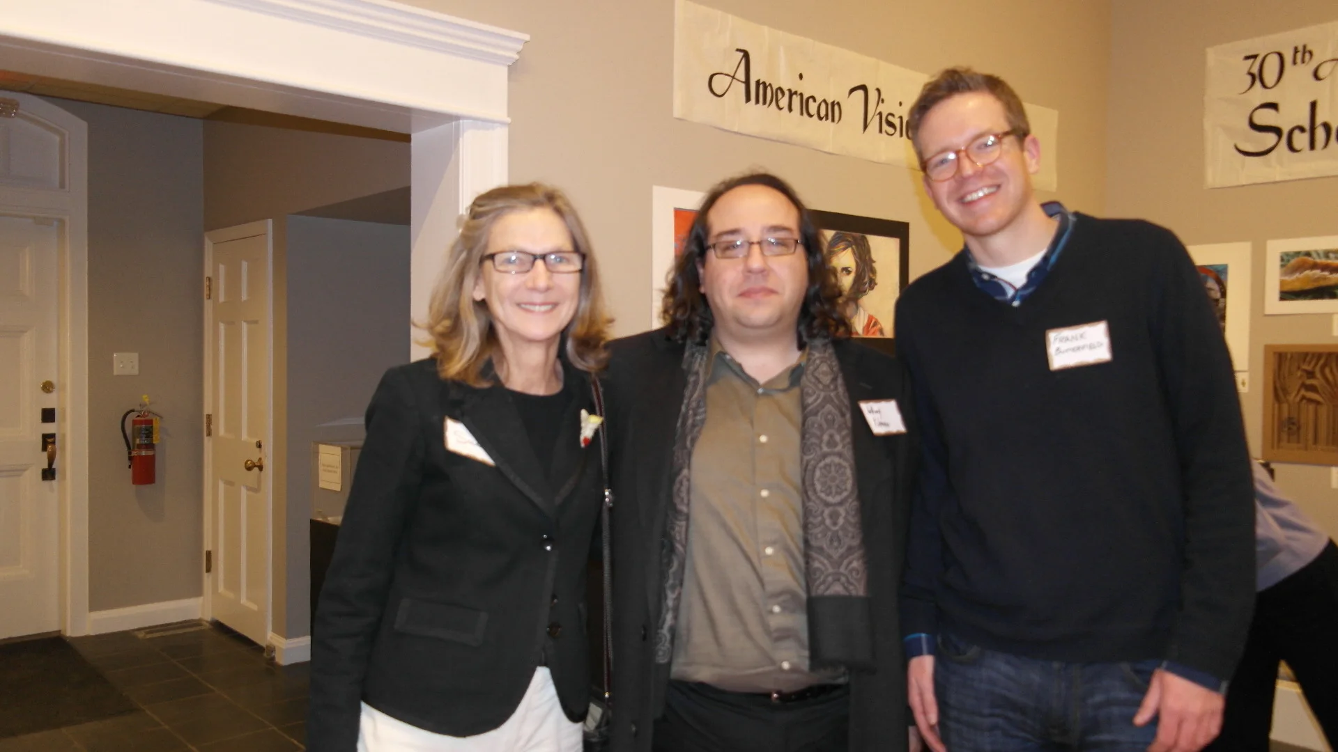 (left to right) Sue Massie – board member of the Elijah Iles House Foundation, Anthony Rubano – board member of the Springfield Art Association, Frank Butterfield – Director of the Springfield Field Office, Landmarks Illinois
