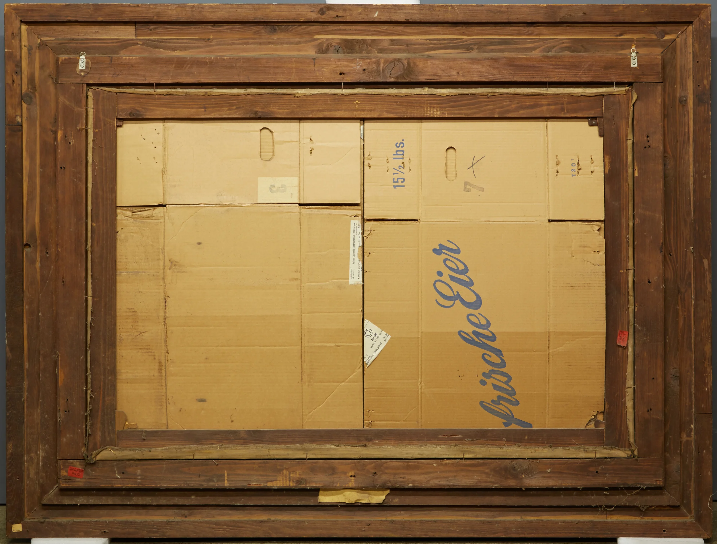 Cardboard is not recommended as a backing material. We suggest replacing cardboard immediately with archival materials.