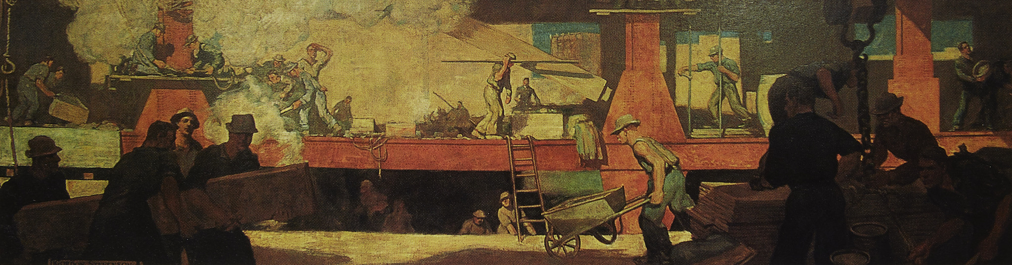 Gordon Stevenson, Construction Site , 1909. Oil on canvas, 2 1/2"’ x 15’.