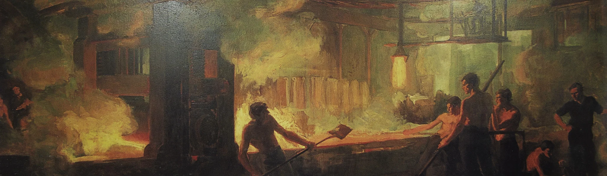 Margaret A. Hittle, Steel Mill, 1909, Oil on canvas, 5' x 18'.