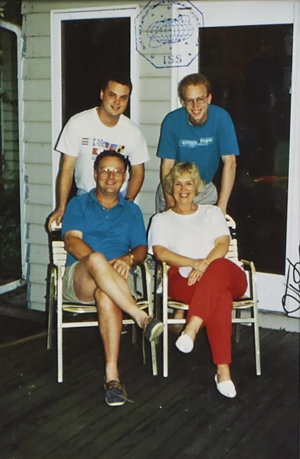 Family photo that was selected for this honorable trip to space, showcasing the ISS stamp at the top. 
