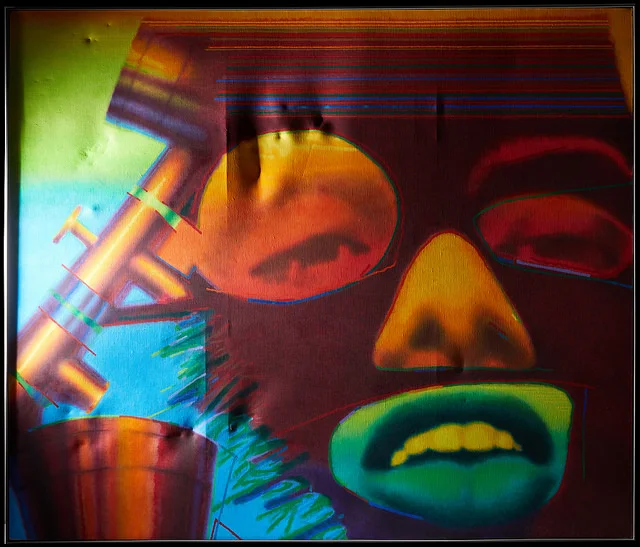 Before Treatment; Dramatic Lighting to Show Canvas Deformations