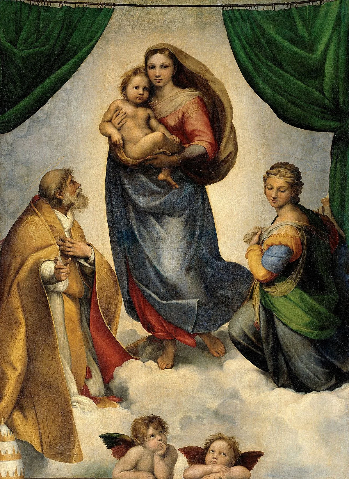 “Sistine Madonna” by Raphael, 1512, contains Raw Sienna.